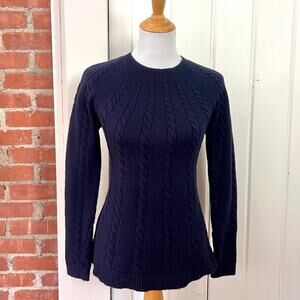 Boden Wool Navy Blue Cable Knit Sweater Womens Small